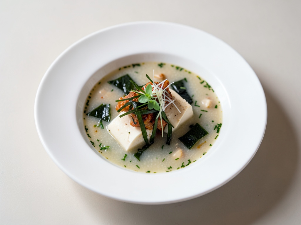 Sopa reconfortante de miso con tofu y wakame