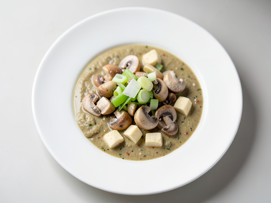 Zuppa leggera al miso con funghi champignon e cipollotti