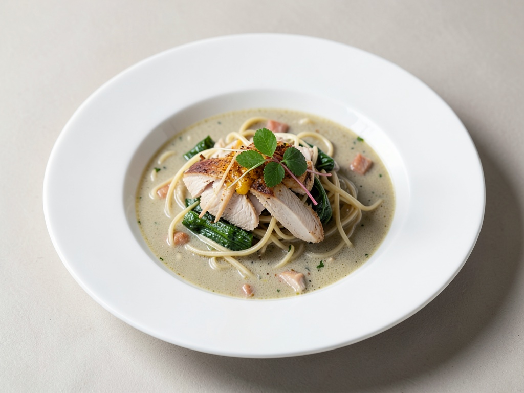 Wärmende Miso-Suppe mit Nudeln und Hühnchen