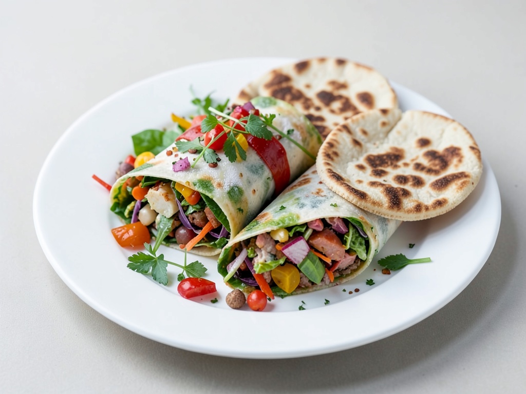 Avvolgitori di insalata colorati con pane piadina fatto in casa