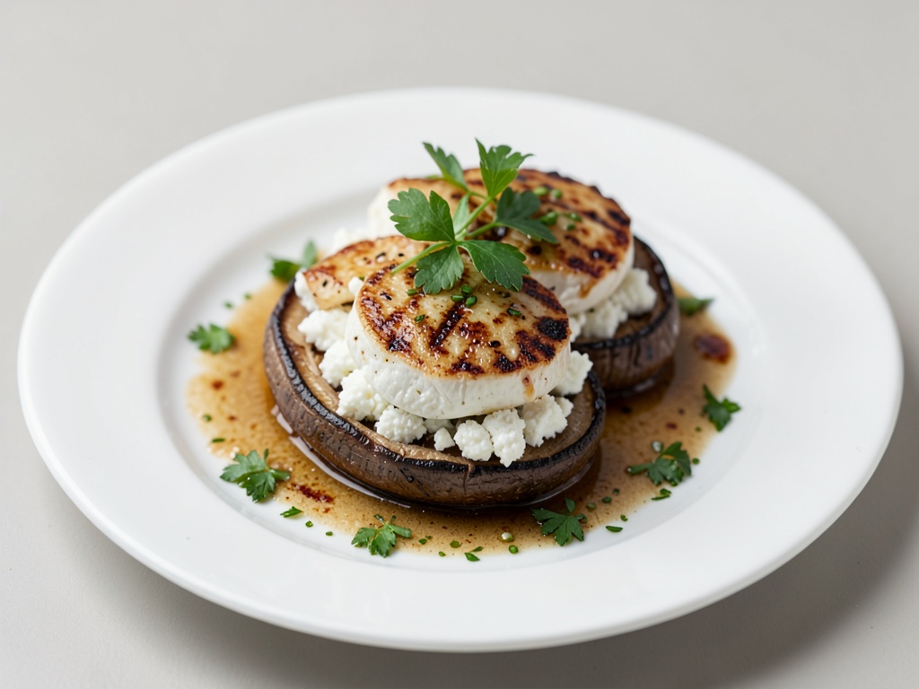 Funghi grigliati ripieni di formaggio di pecora