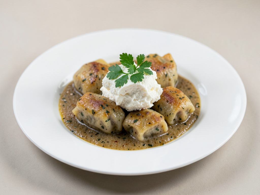 Knödel con ripieno di formaggio fresco