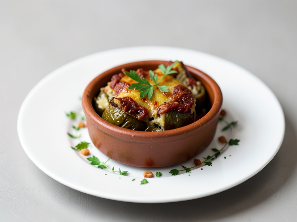 Poivrons farcis à la viande hachée dans le pot romain