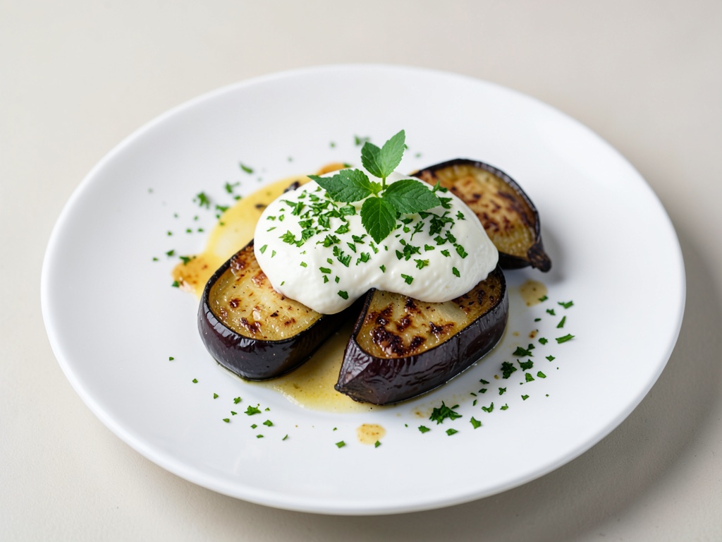 Melanzane al forno con mozzarella e yogurt alle erbe