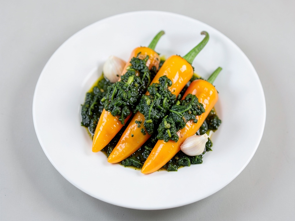 Peperoni gialli ripieni di spinaci