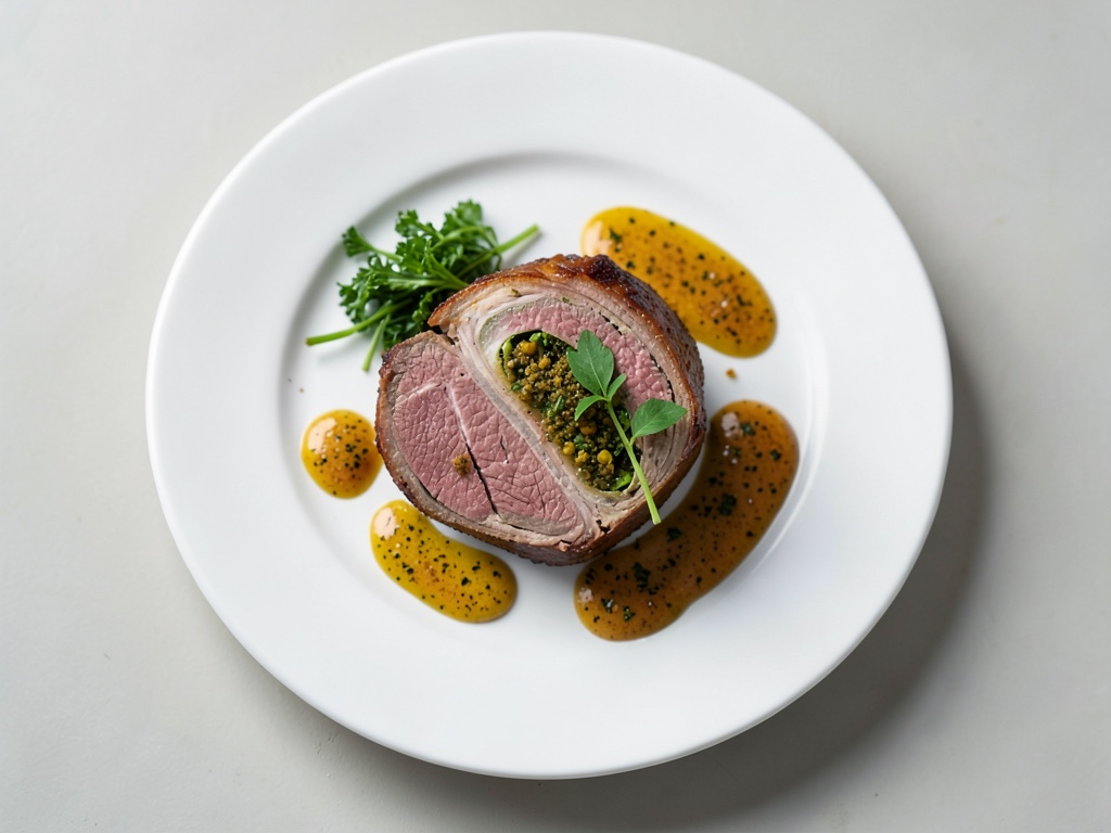 Jute rôtie de bœuf farcie au fromage crémeux à l'épinard
