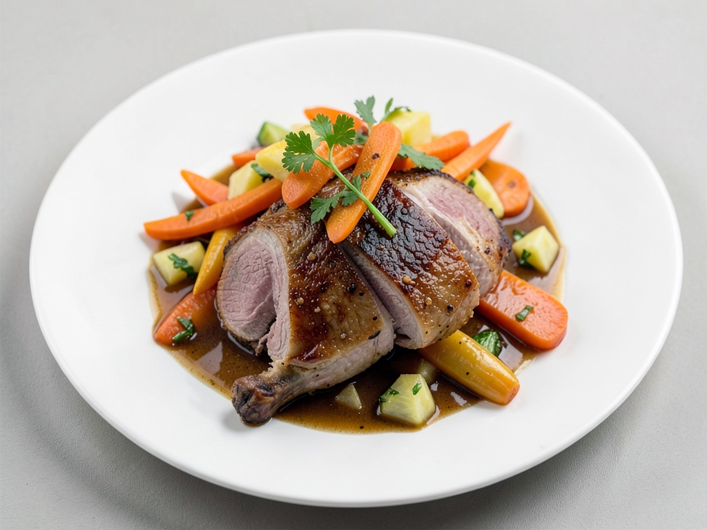 Poitrine de canard aux carottes et ananas à la poêle