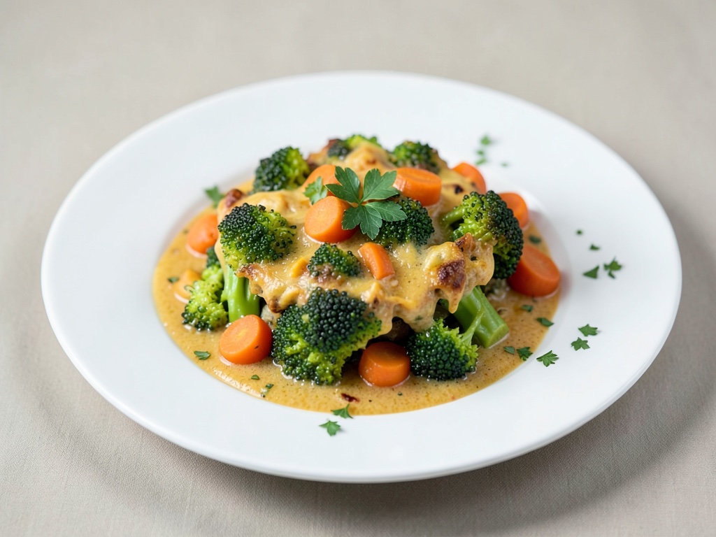 Gratin di verdure e formaggio con carote e broccoli