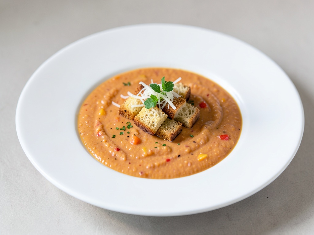 Zuppa cremosa di carote e cocco con crostini