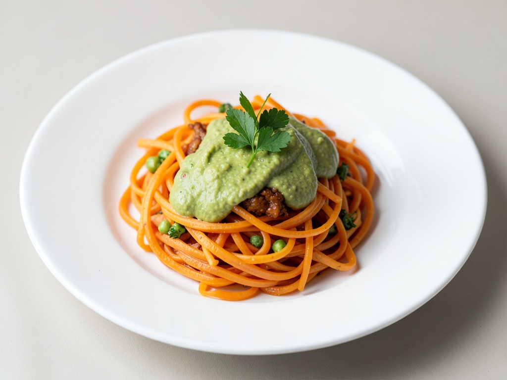 Spaghetti di carote con salsa all'avocado