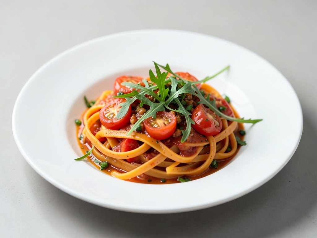 Tagliatelle di carote con pomodorini e rucola