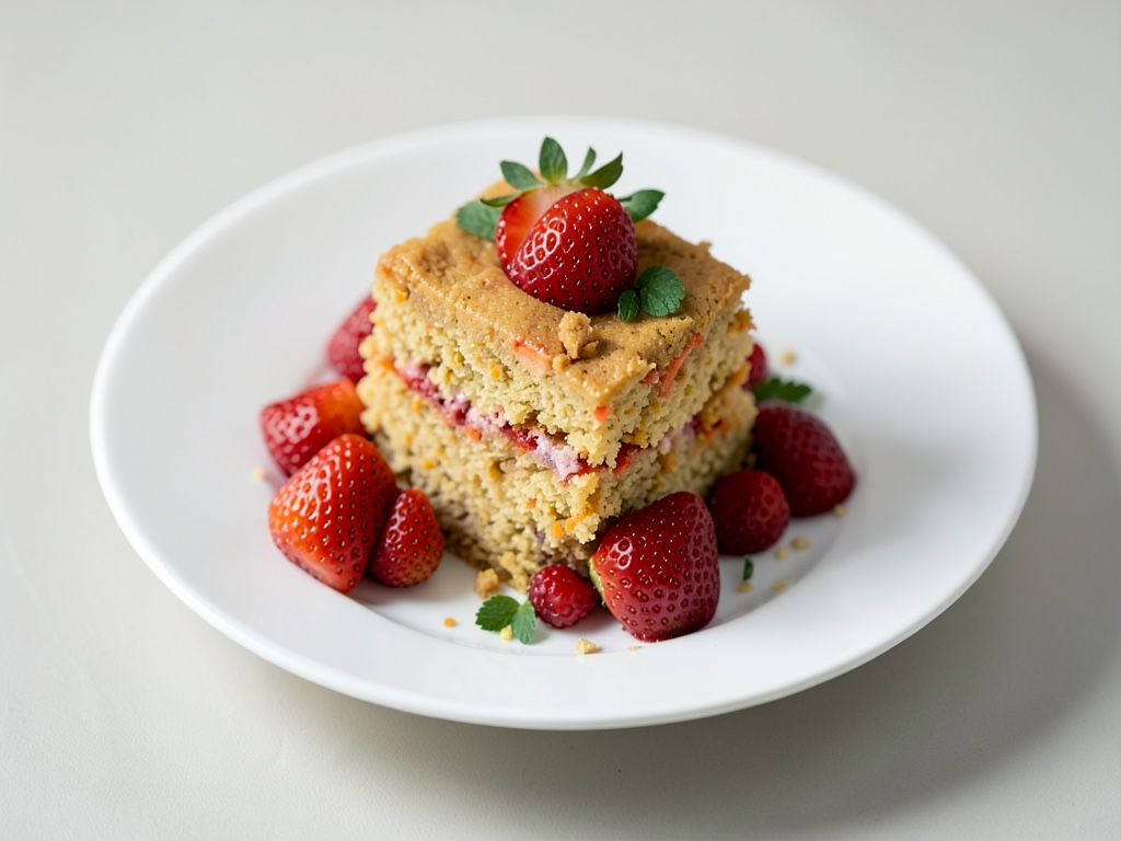 Karottenkuchen mit Erdbeeren