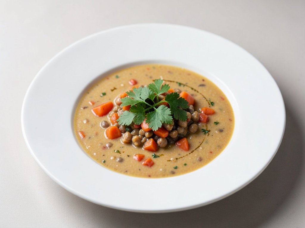 Zuppa cremosa di carote e lenticchie con coriandolo fresco