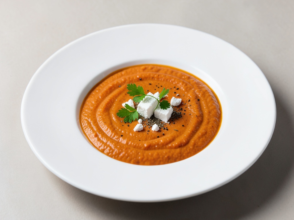 Cremige Karottensuppe mit Feta und Kümmel