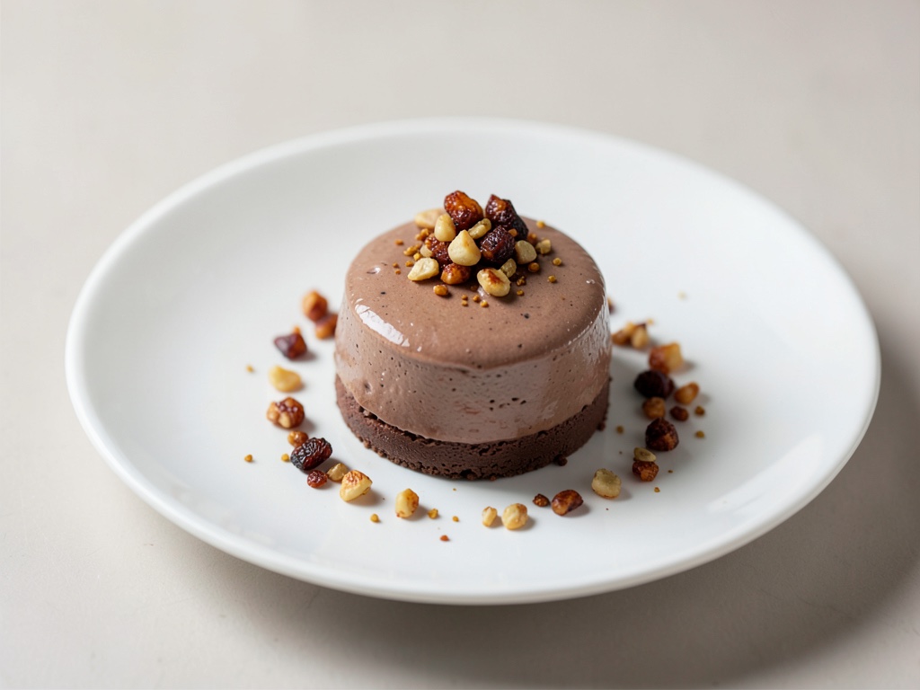 Cremige Schokoladenmousse mit karamellisierten Pinienkernen