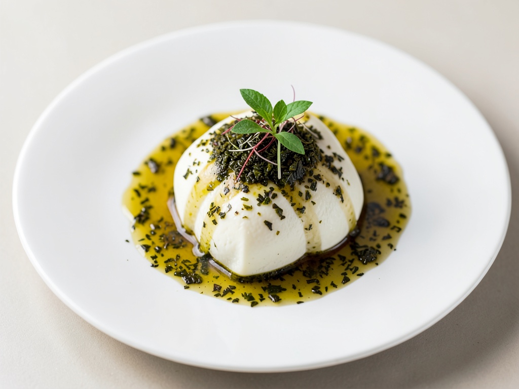 Mozzarella en frasco con aceite y hierbas