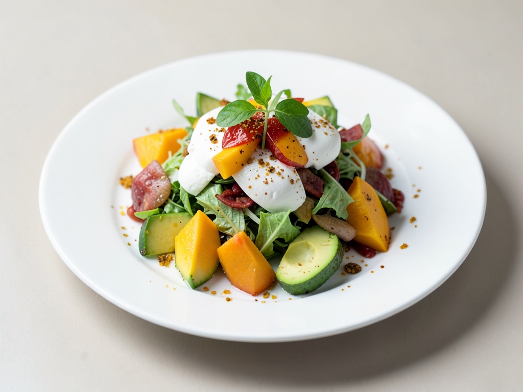 Insalata fresca di mozzarella con mango e avocado