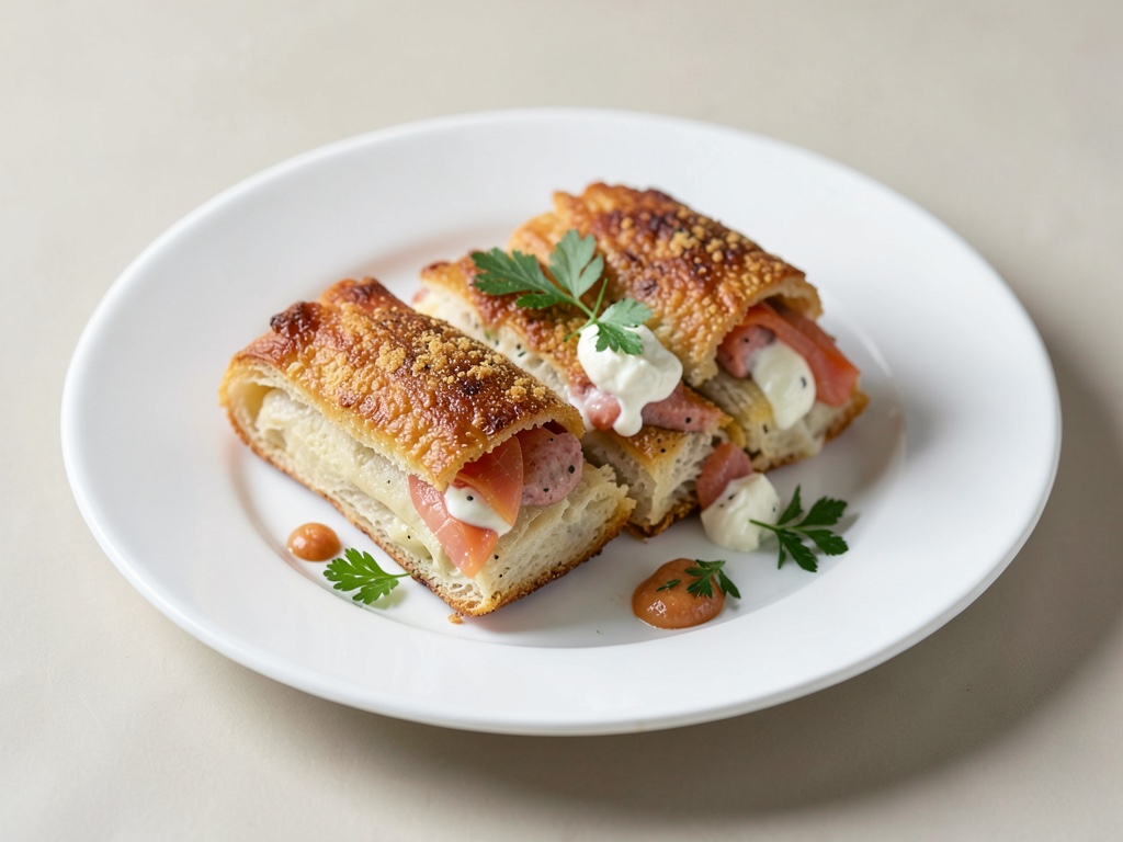 Rotolini croccanti alla pasta frolla con salmone affumicato e formaggio spalmabile