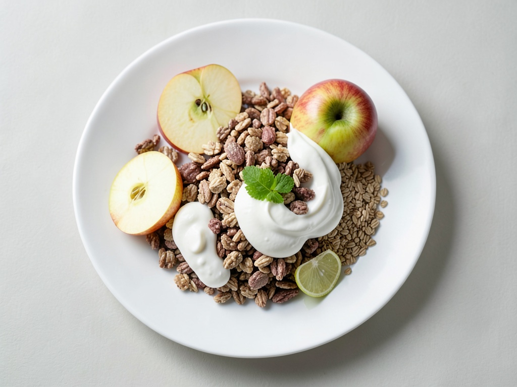 Muesli frutal con yogur y almendras
