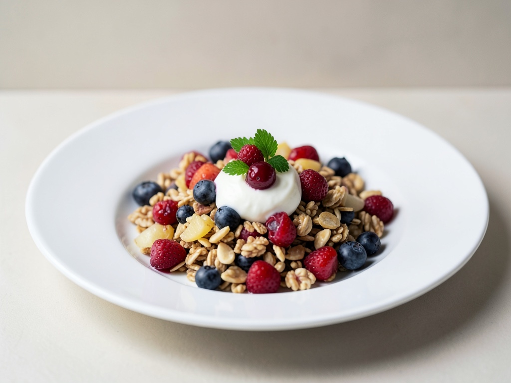 Muesli frutal con bayas y yogur