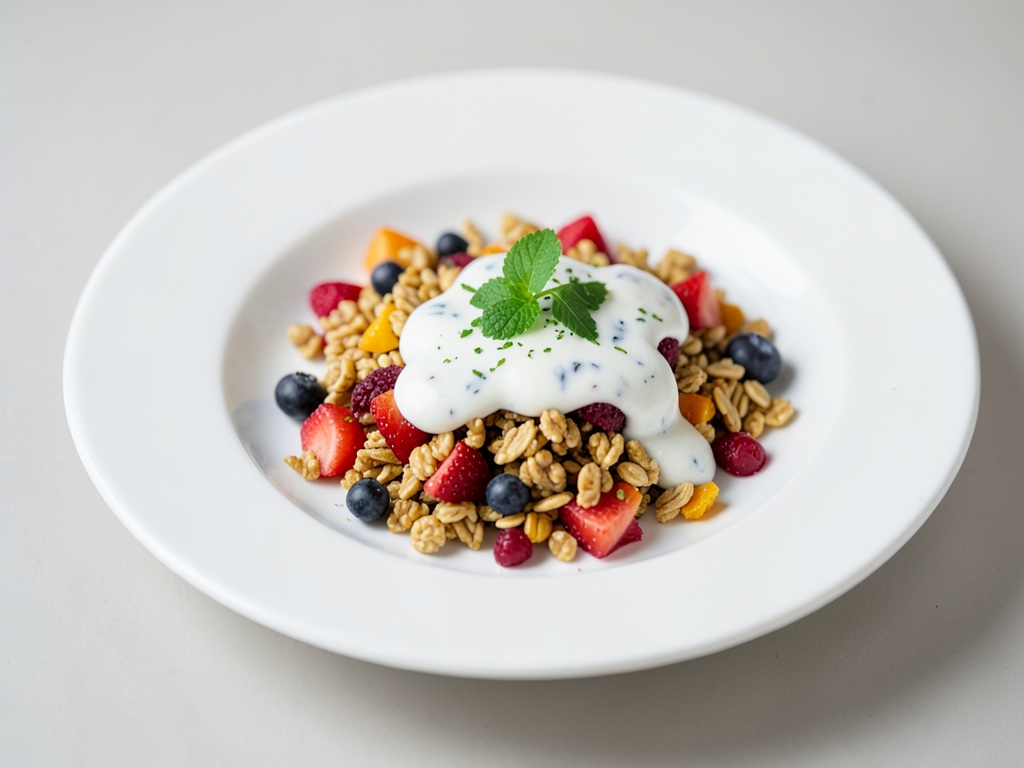 Muesli frutal con aderezo de kéfir