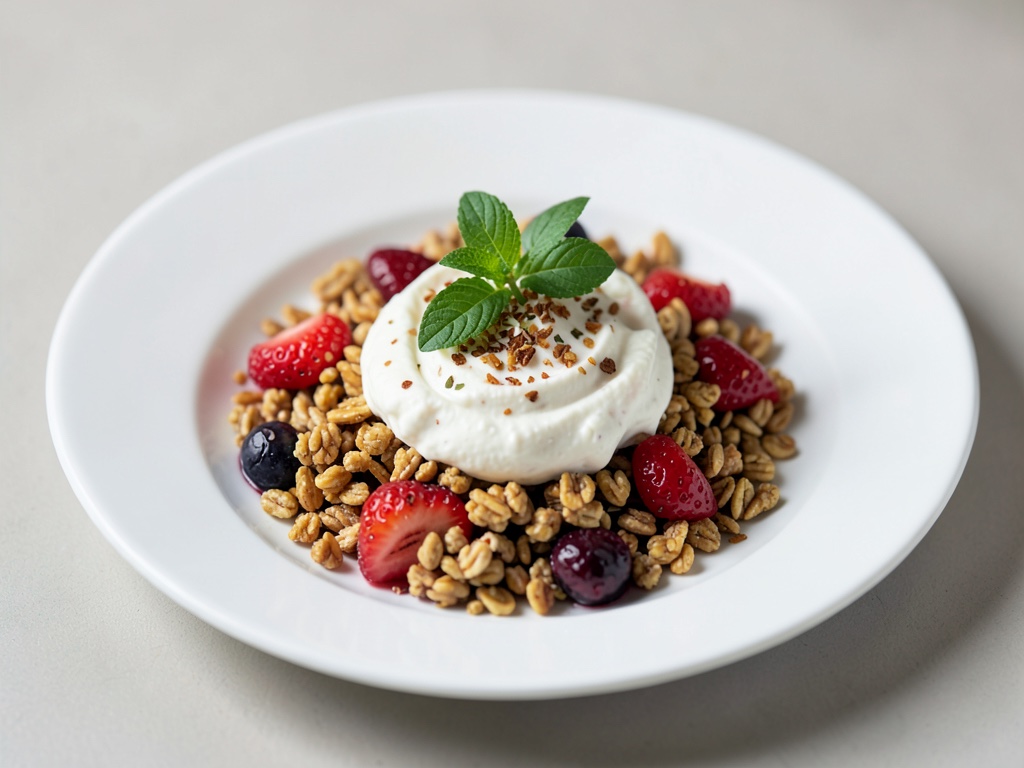 Muesli frutal con crema de requesón