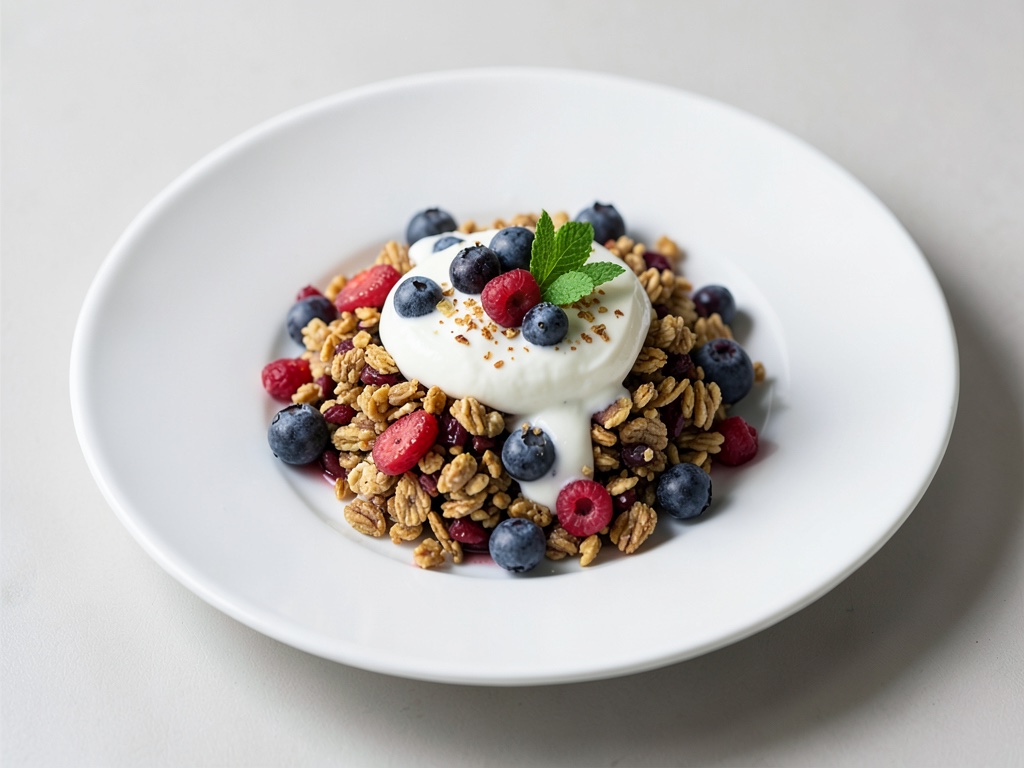 Muesli frutal con yogur y bayas