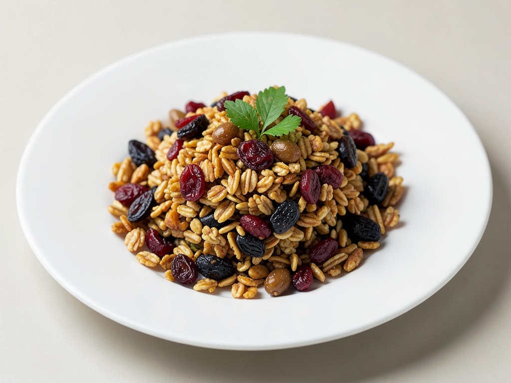 Granola crujiente con frutas secas