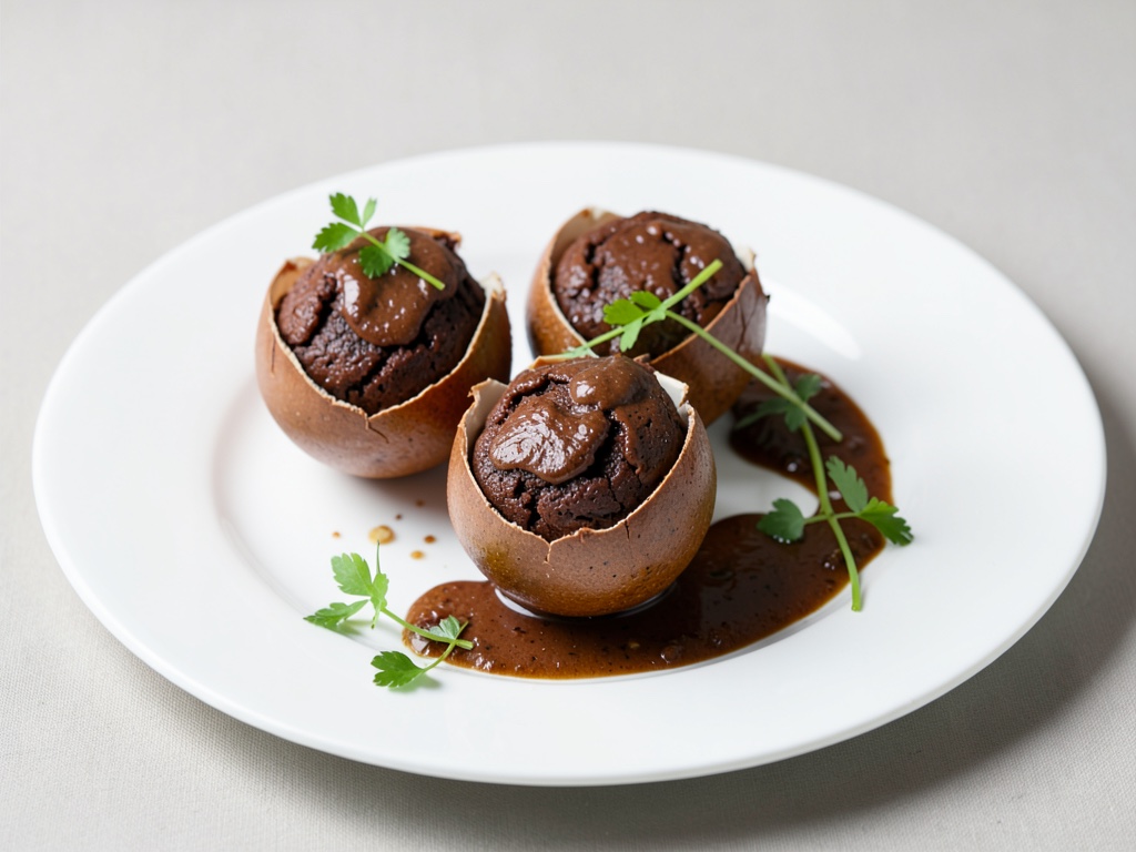 Schokoladen-Muffins in Eierschalen