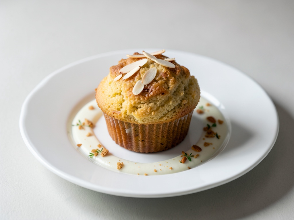 Muffin soffici con decorazione di mandorle