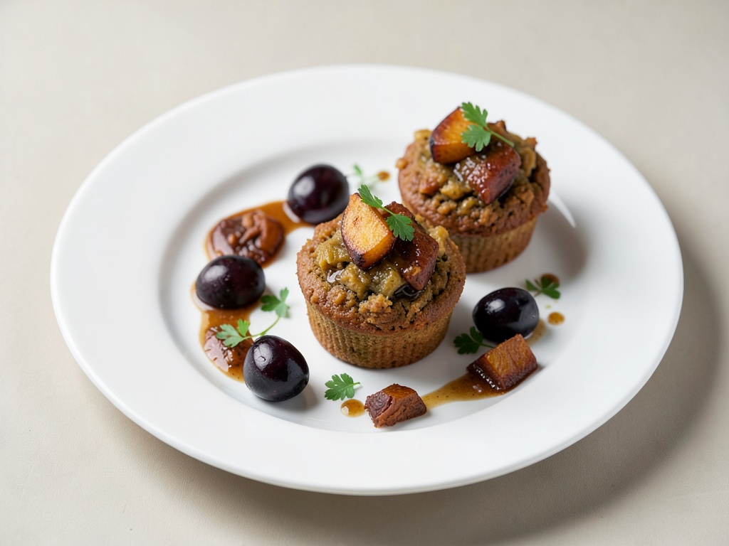 Muffin salati con patate dolci caramellate e prugne