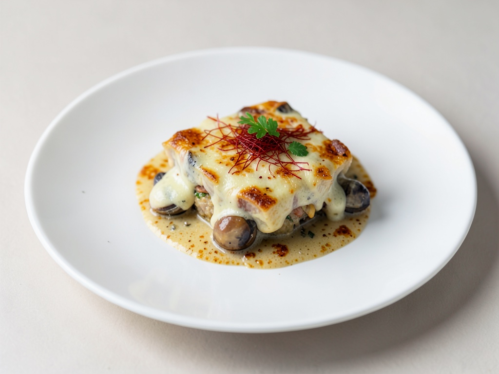 Gratin cremoso de mejillones con azafrán