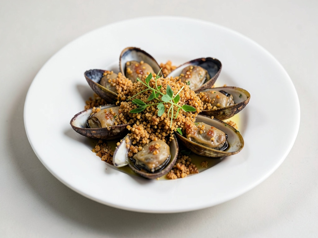 Cozze con crosta di pangrattato croccante