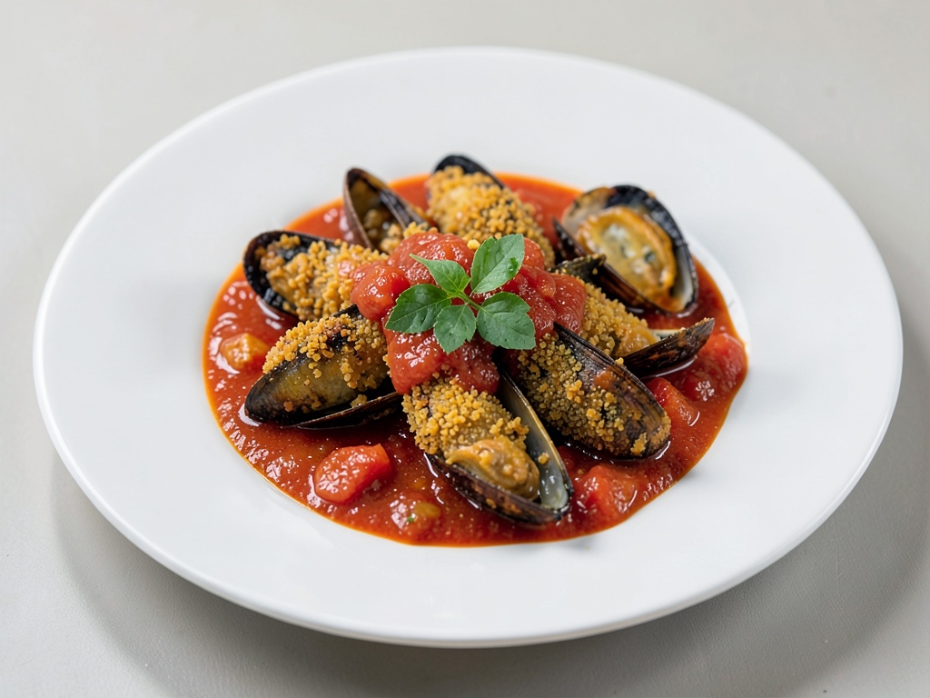 Cozze croccanti in salsa di pomodoro fruttata