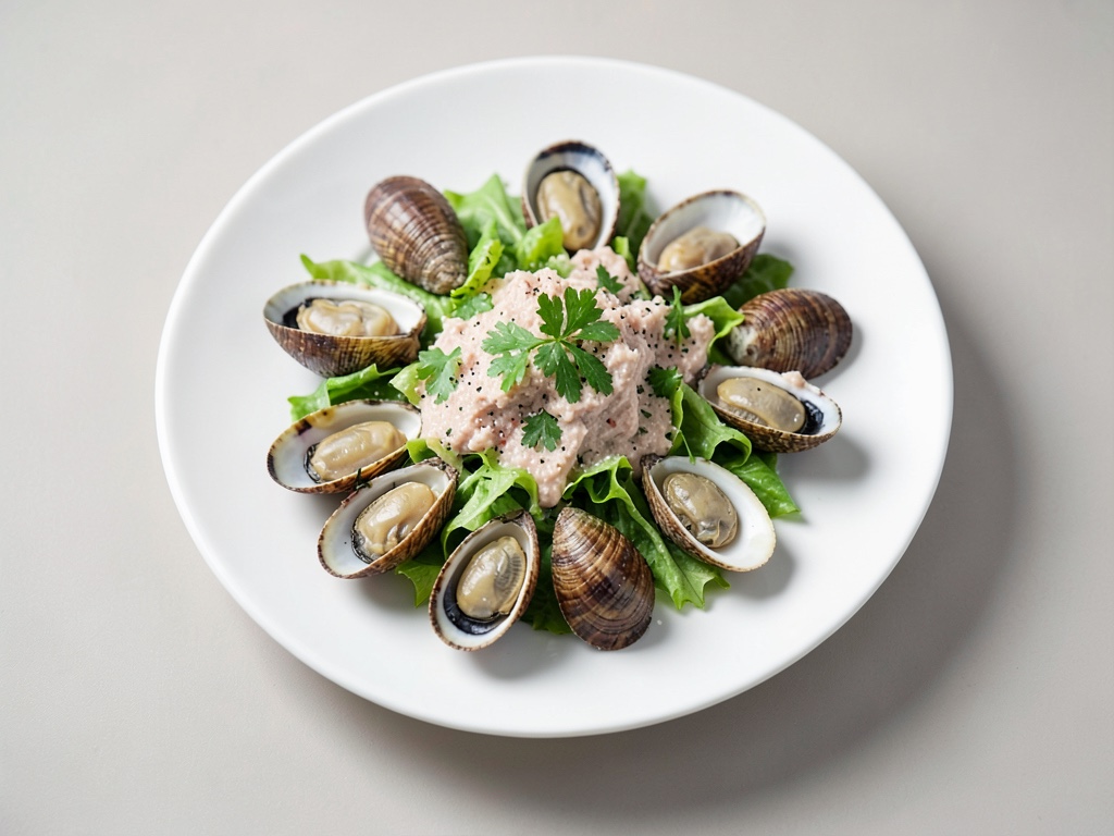 Insalata di cozze croccante con topping al sesamo