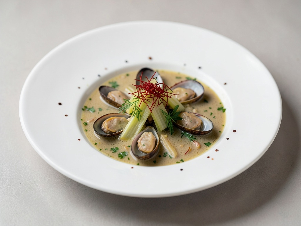 Zuppa aromatica di cozze con finocchio e zafferano