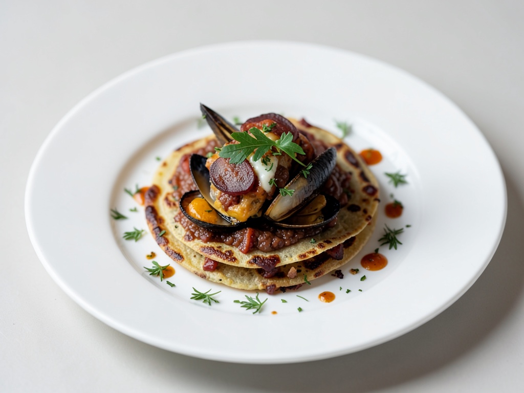 Tortilla de mejillones y chorizo