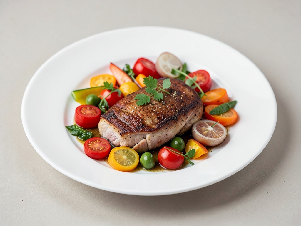 Cotolette naturali con verdure colorate