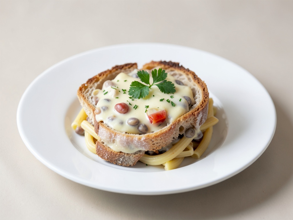 Cremiger Nudel-Bohnen-Auflauf mit Ciabatta-Kruste