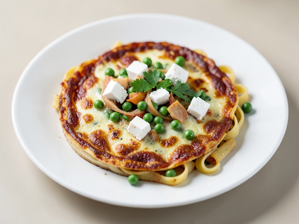 Ofen-Frittata mit Nudeln, Erbsen und Schafskäse