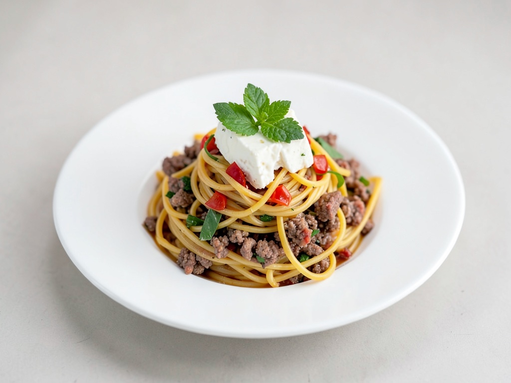 Kreative Nudel-Hackfleisch-Pfanne mit Ziegenkäse
