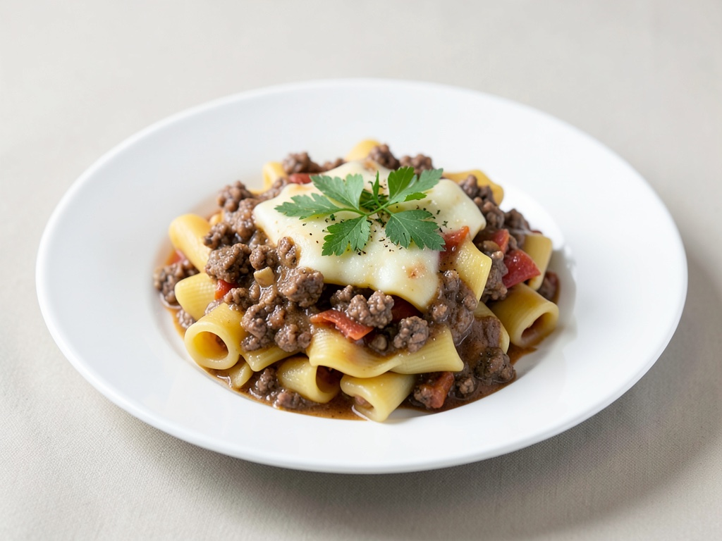 Klassischer Nudelauflauf mit Hackfleischsauce