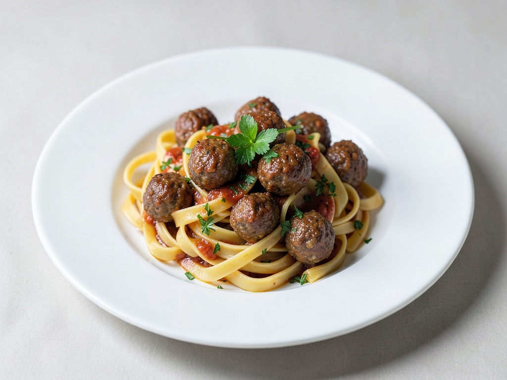 Nudeln mit Bratwurstklößchen