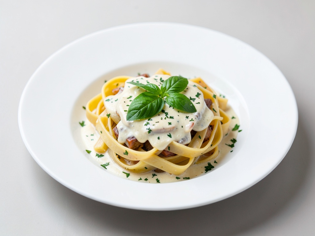 Bandnudeln mit frischer Basilikum-Creme