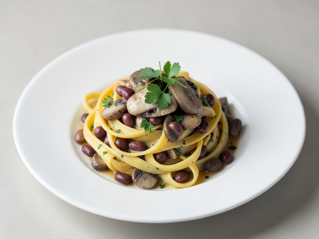 Kreative Pasta mit Bohnen und Pilzen