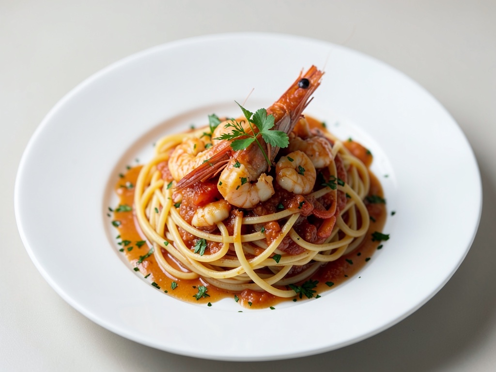 Spaghetti mit Garnelen