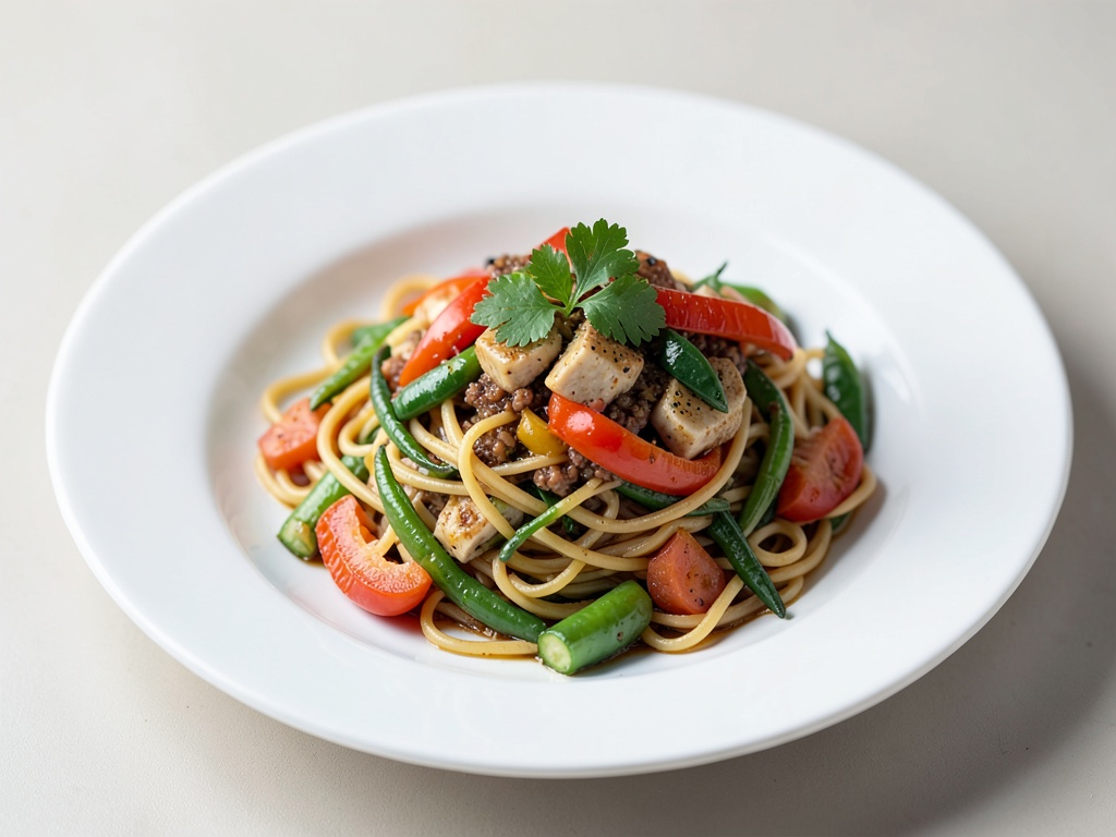 Wok-Nudeln mit buntem Gemüse