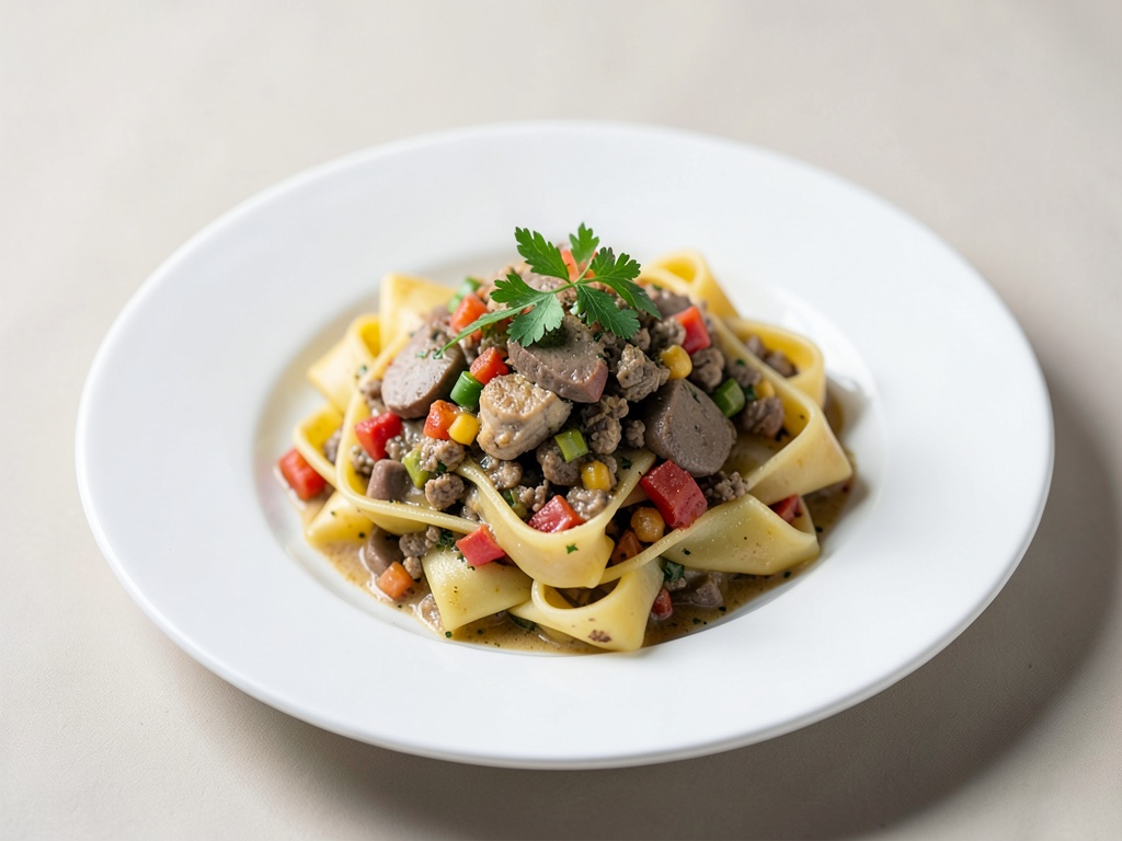 Tagliatelle mit Putenleber und Gemüse-Ragout