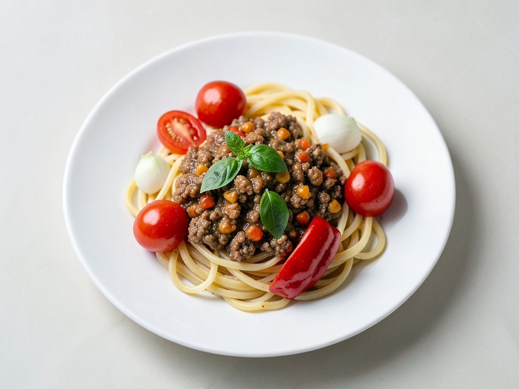 Hackfleisch-Pasta mit frischem Gemüse