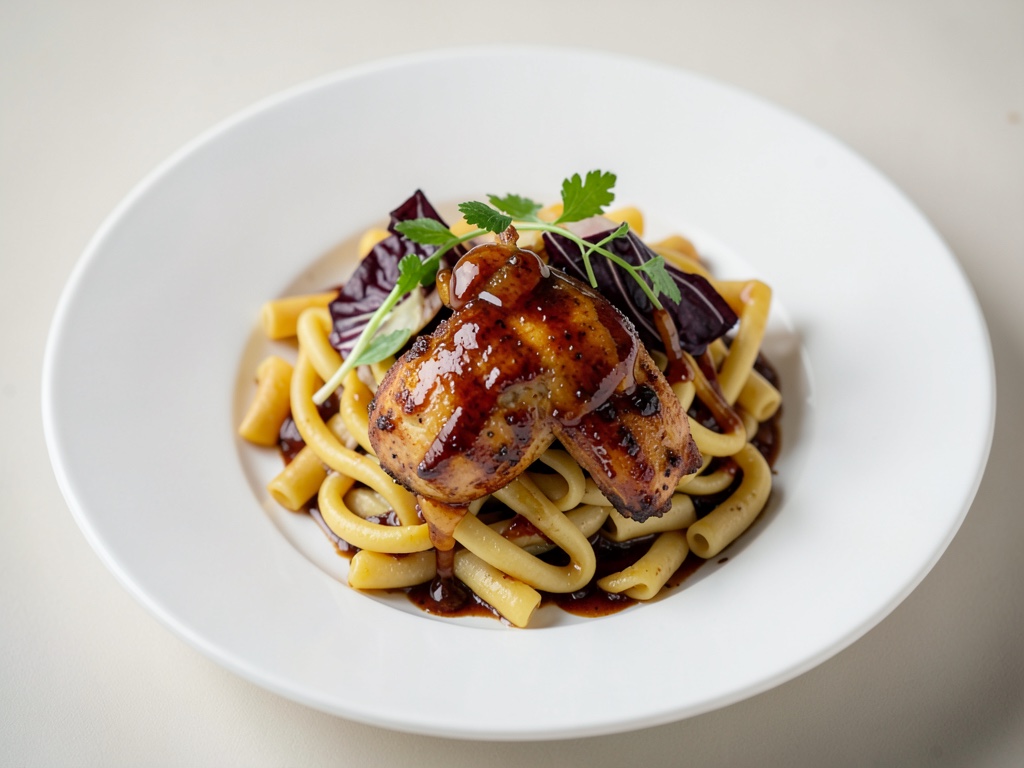 Orecchiette-Pasta mit Honig-Balsamico-Hähnchen und Radicchio